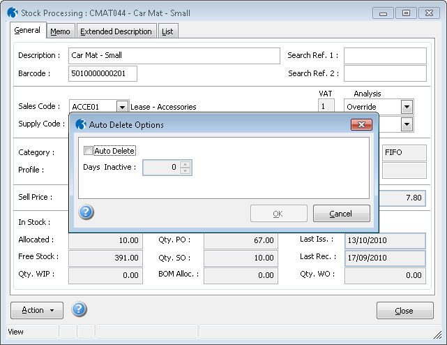 Auto Delete Stock Items