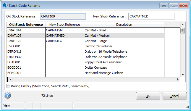 Stock Code Rename