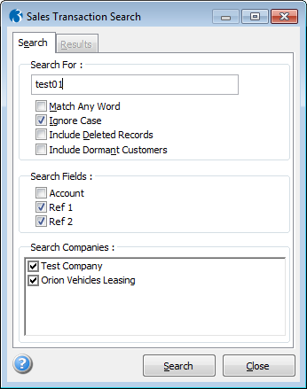 Sales & Purchase Transaction Search